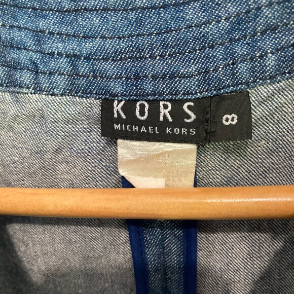 Michael Kors Womens Vintage Blue Denim Open Duster Jacket Size 8 Western - Picture 8 of 8